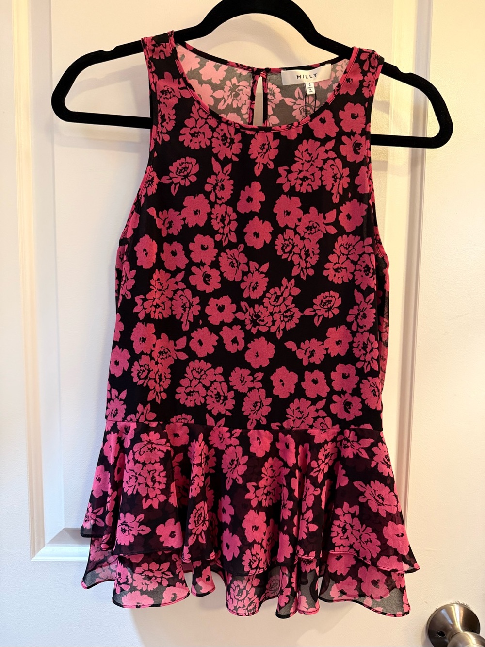 NWT Milly Silk Blend Floral Peplum Blouse Girlhoodcore Coquette